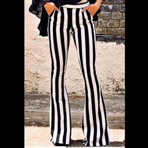 Beetle Babe Black and White Striped Bell Bottoms main image 0